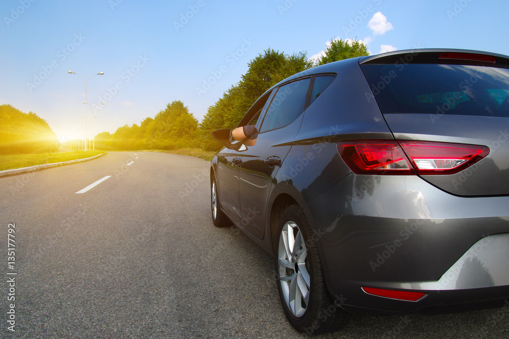 Car on asphalt road in nature