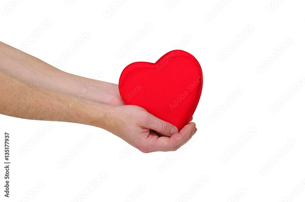 Red heart in hand