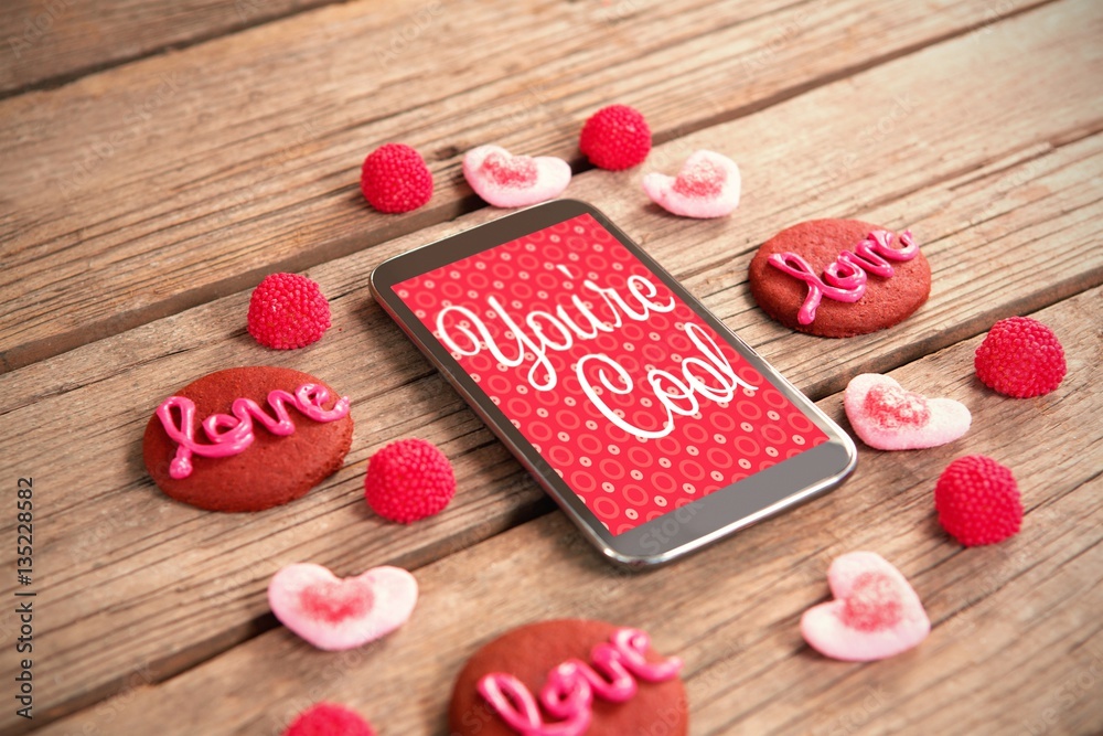 Web against smartphone and love decoration