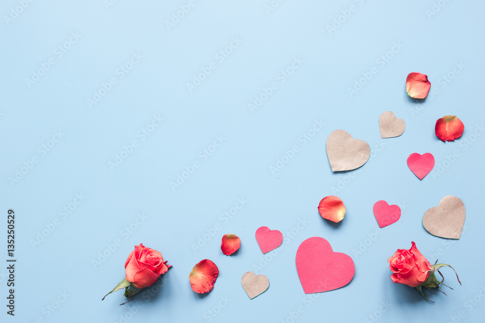 concept of Valentines Day with heart background mock up