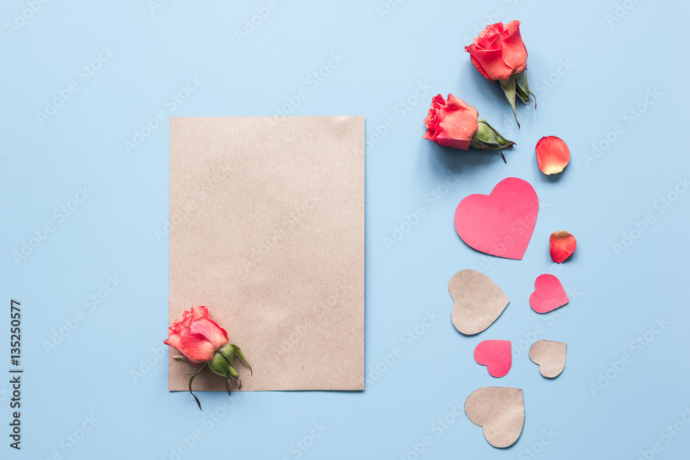 concept of Valentines Day with heart background mock up