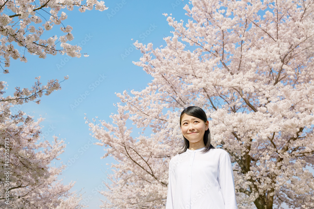 女性　桜