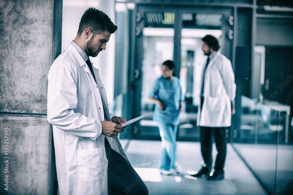 Doctor looking at x-ray in hospital