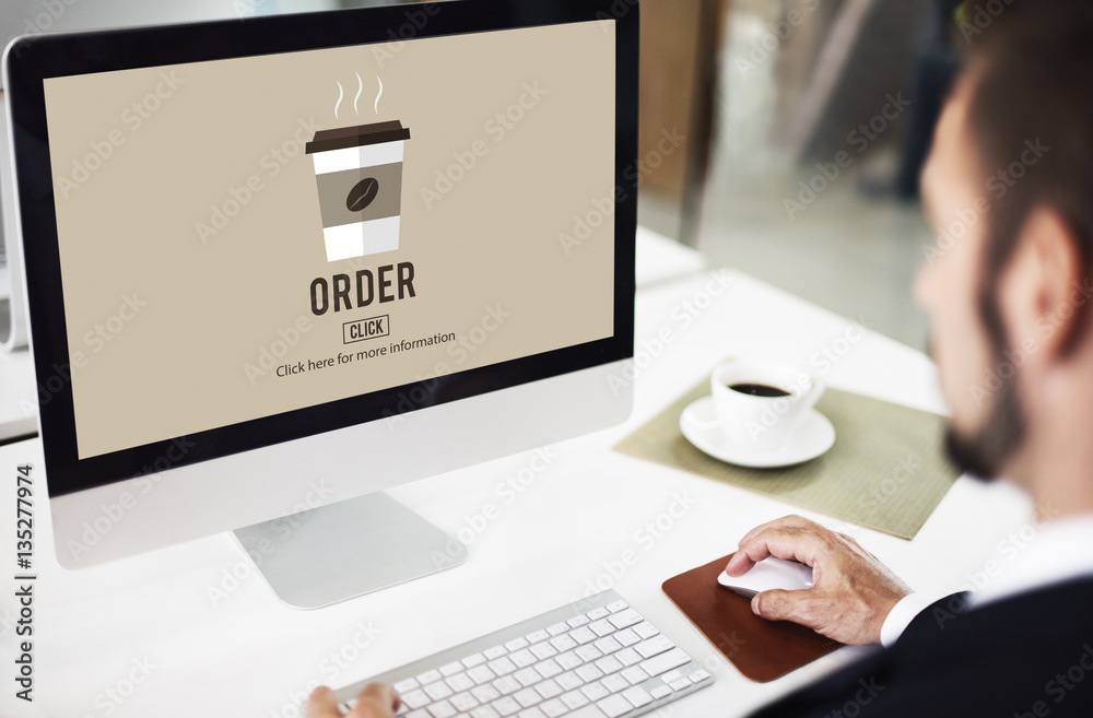 Coffee Take Away Order Online Delivery Menu Concept