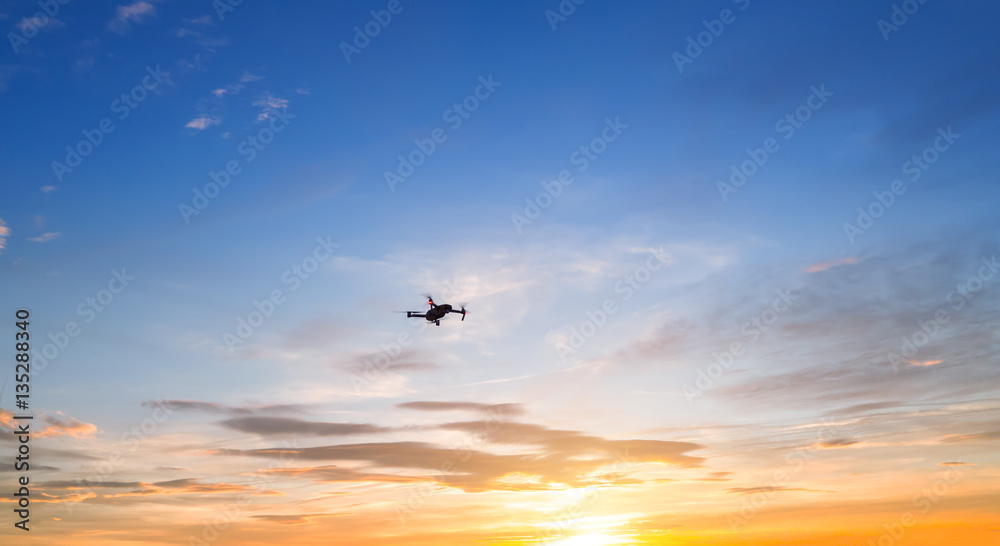 Silhouette of drone quadrocopter