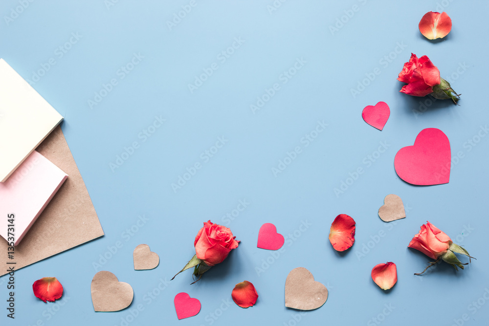 concept of Valentines Day with heart background mock up