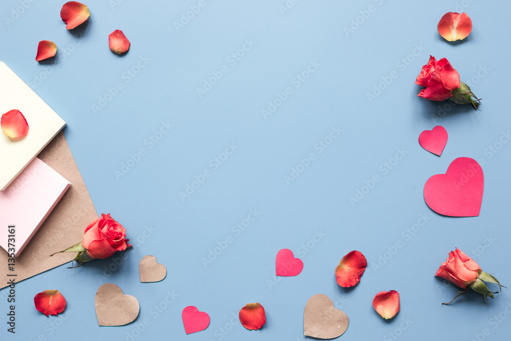 concept of Valentines Day with heart background mock up