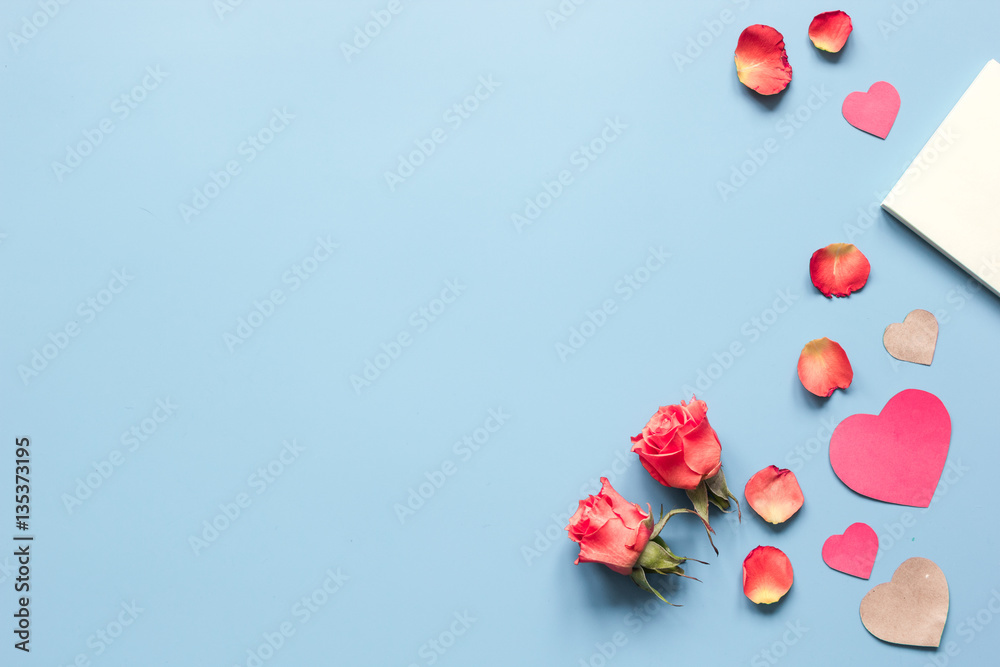 concept of Valentines Day with heart background mock up