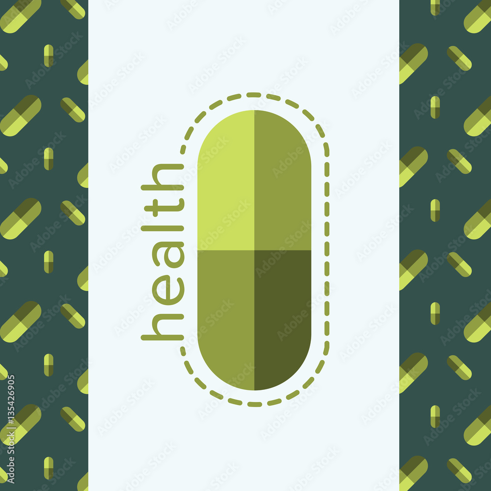 Vector image of a pill reading health