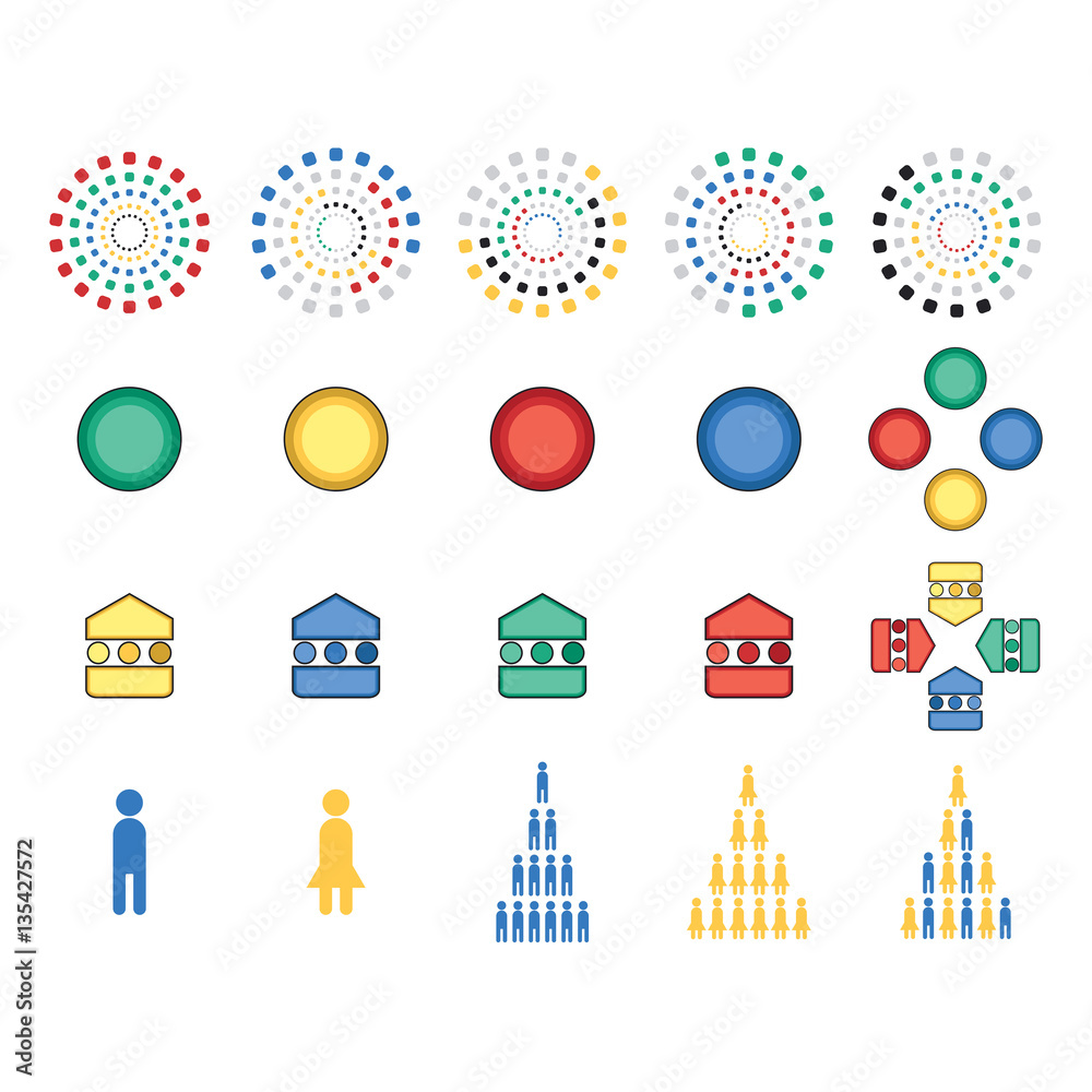 Vector of circle patterns and human pyramids