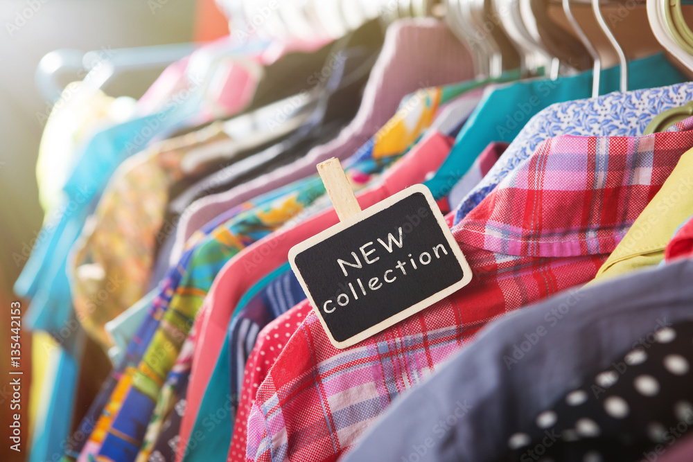 Clothes hanging on the rack in the store