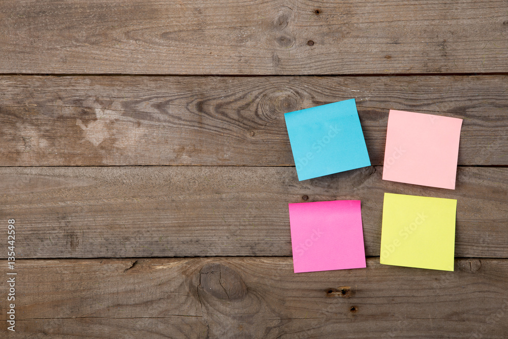 sticky notes on the blank blackboard