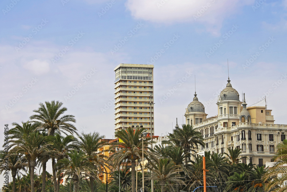 Alicante city on the coast of Costa Blanca in sunny day, Spain