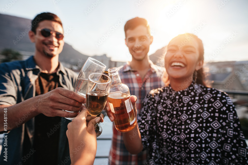 Young friends partying together