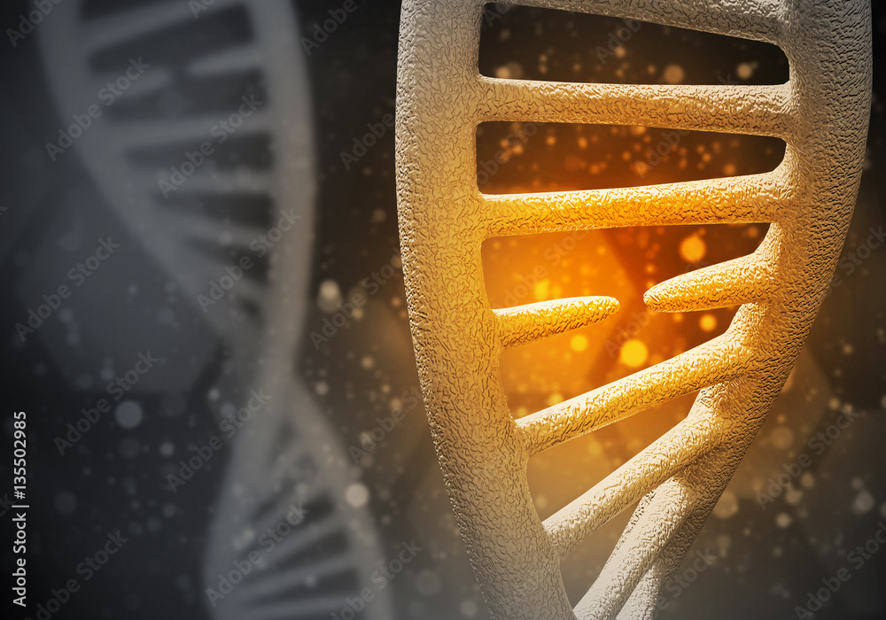 DNA molecules background, 3D rendering