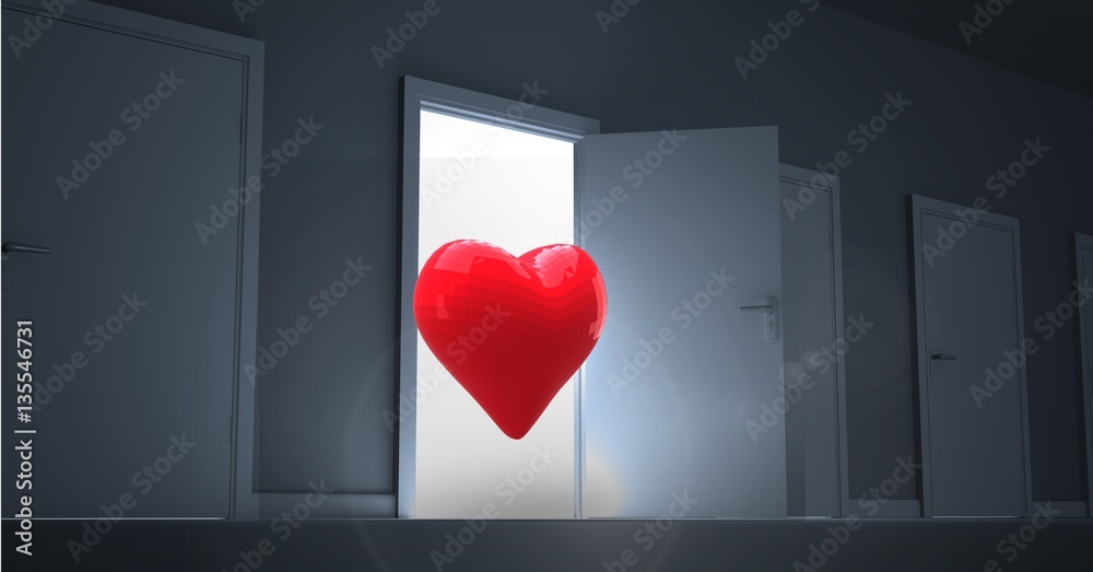 Open door with red heart shape