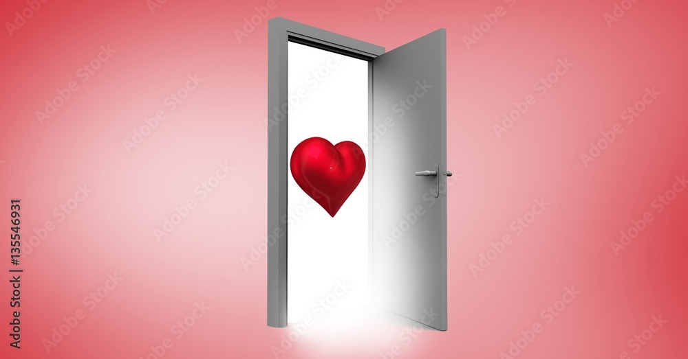 Open door with red heart shape