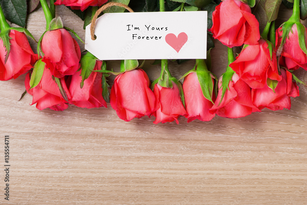 Valentines Day Background with Bouquet of red roses