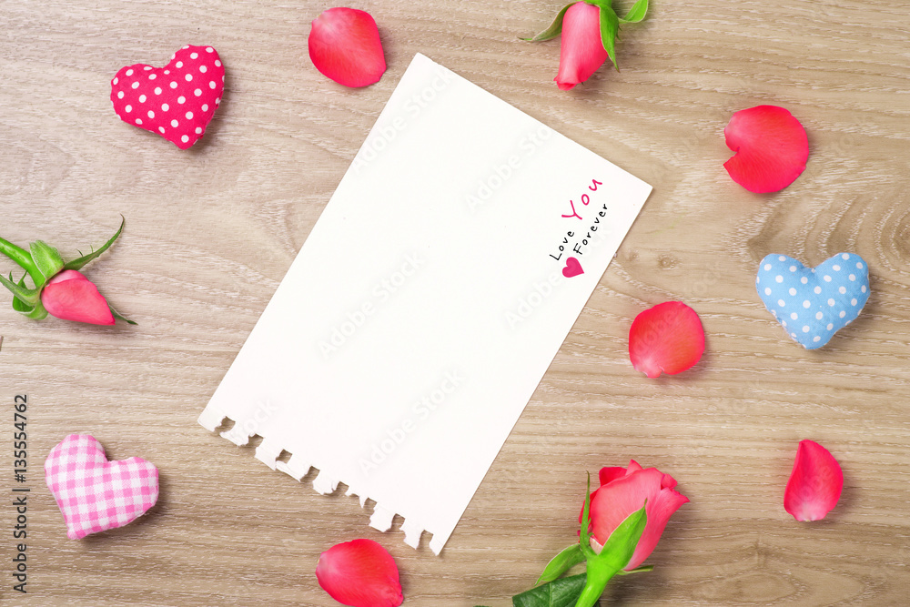 Valentines Day Background with Bouquet of red roses