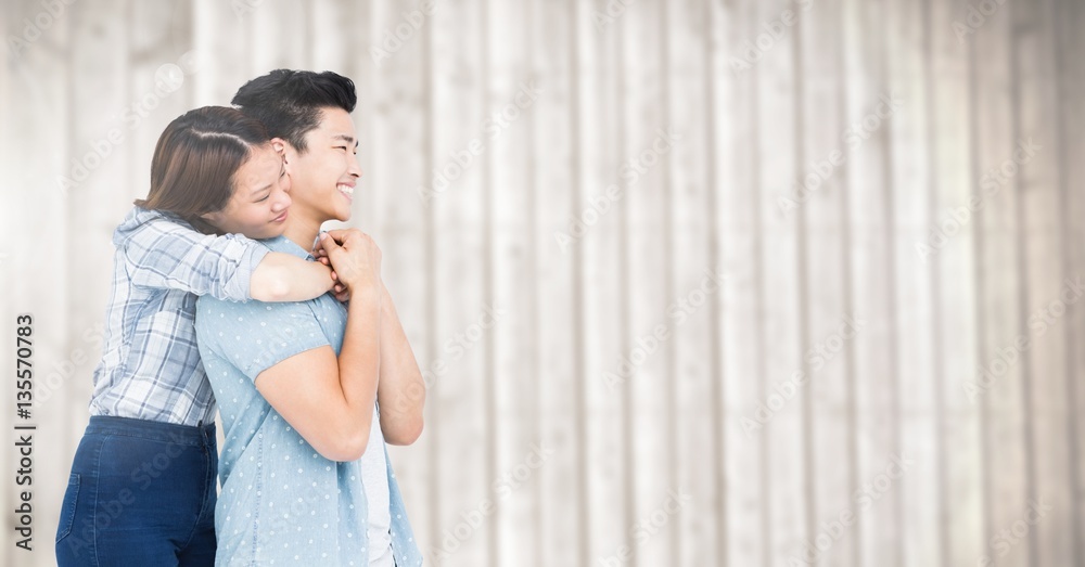 Romantic couple embracing each other