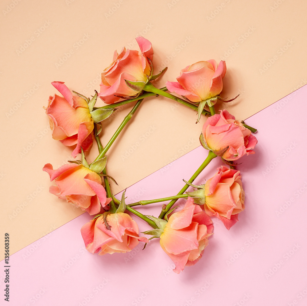 wreath of pink roses