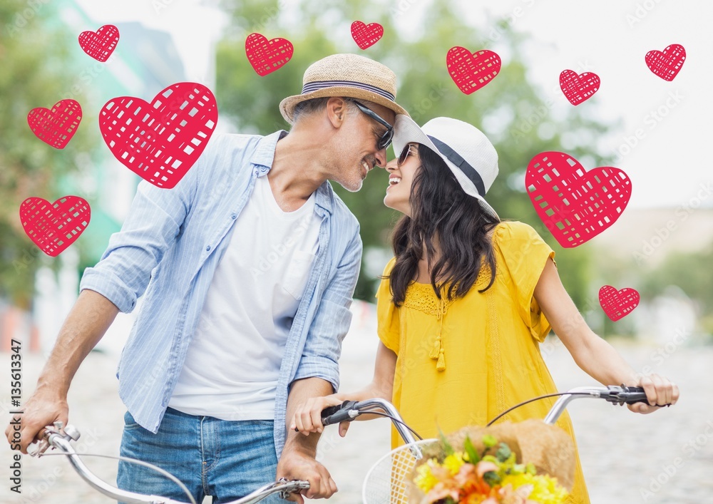 Mature couple cycling