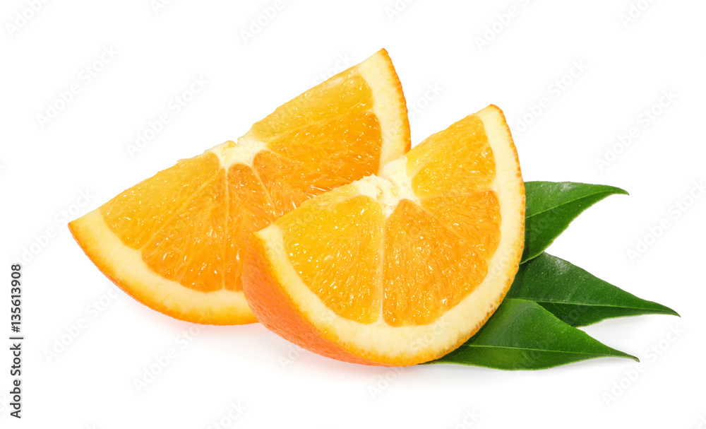 Orange slices isolated on white