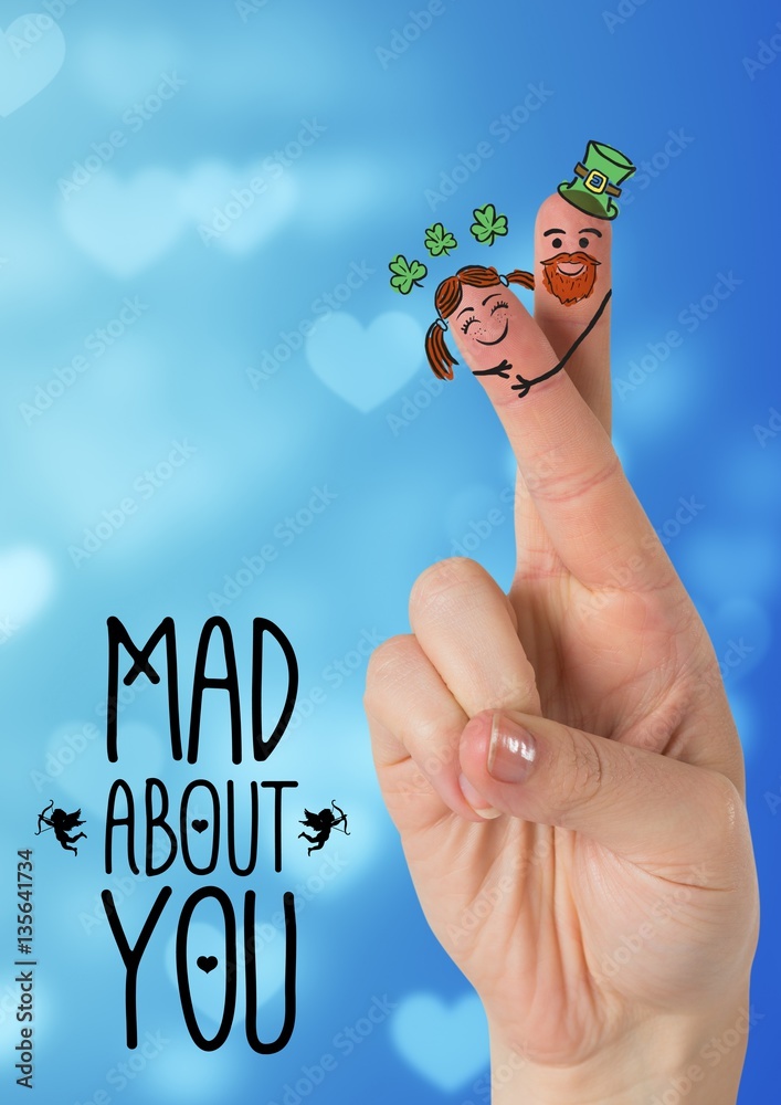 Fingers with smiley face and love message