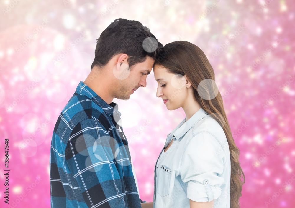 Composite image of romantic couple embracing each other