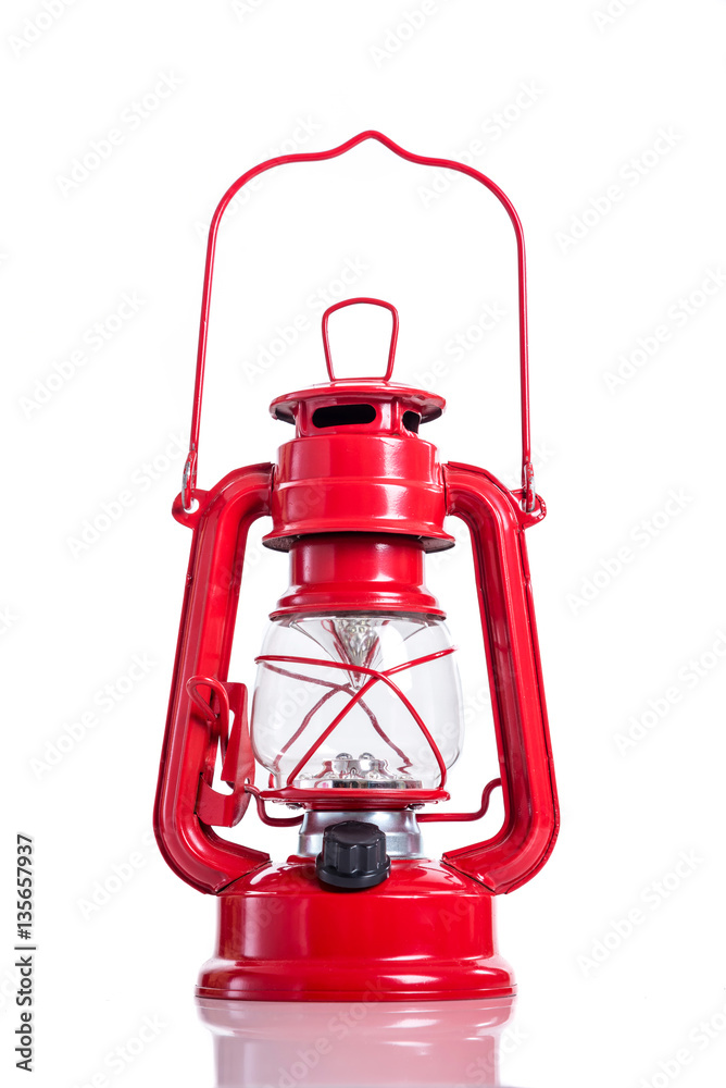 Old style electric lamp over white background