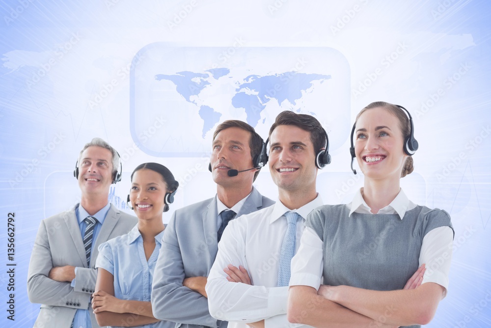 Customer service executives standing with their arms crossed