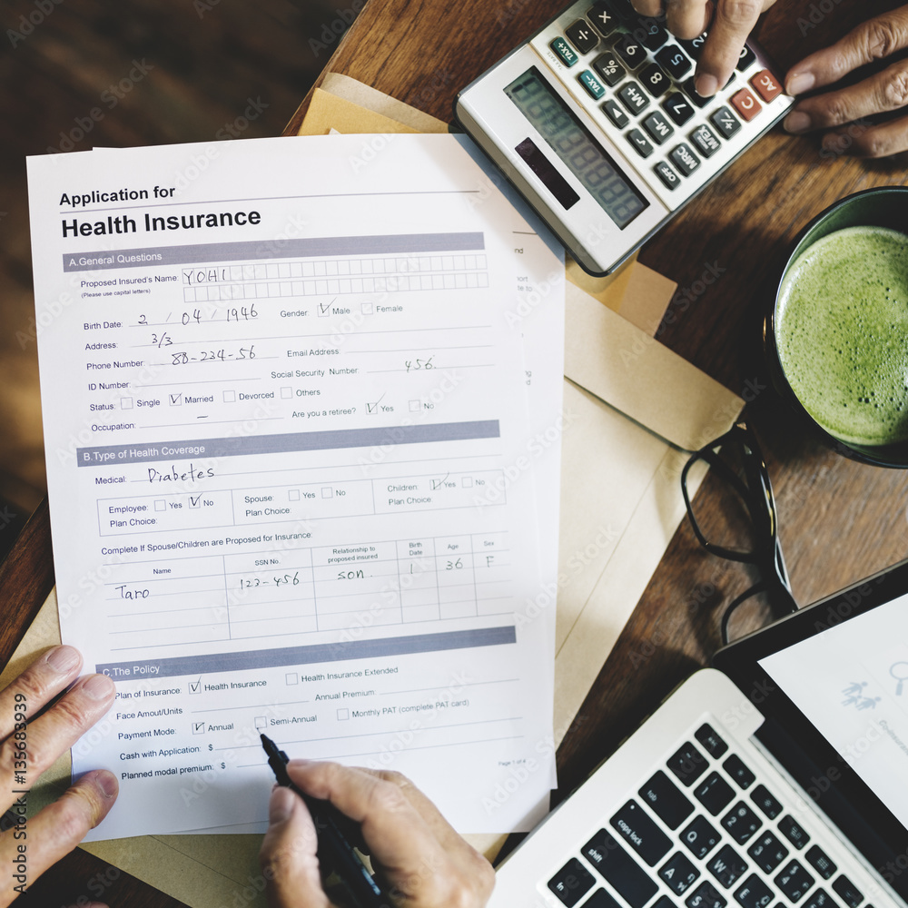 Health Insurance Application Form Concept