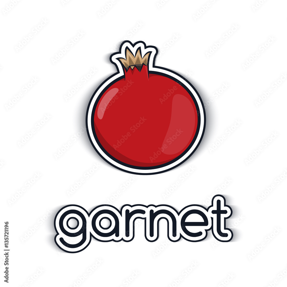 Garnet in a flat style icon,  symbol of tropical fruits