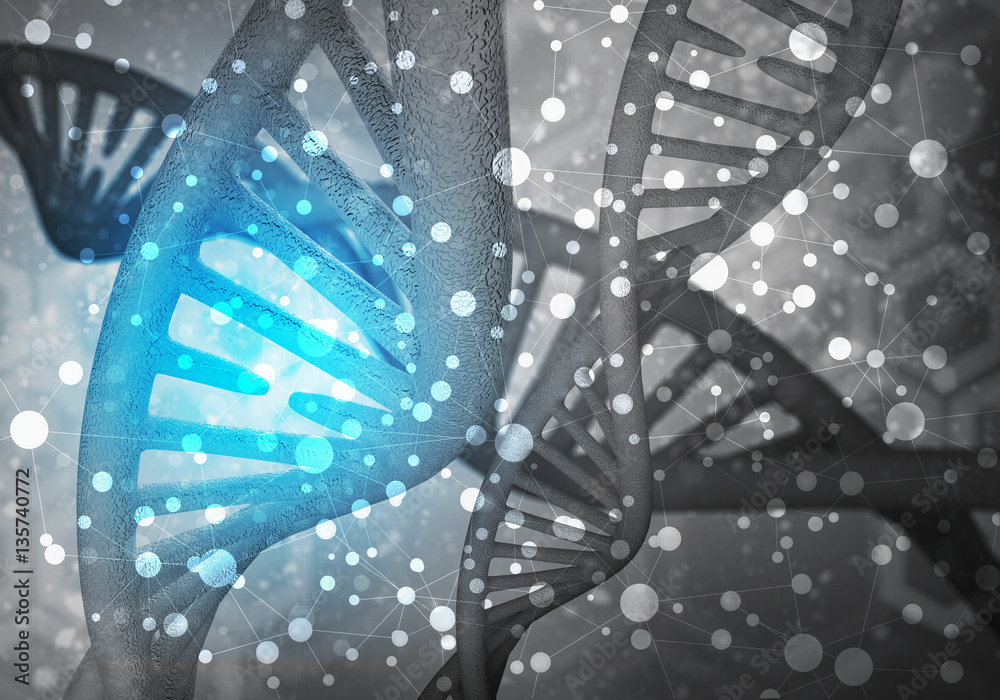 DNA molecules background, 3D rendering