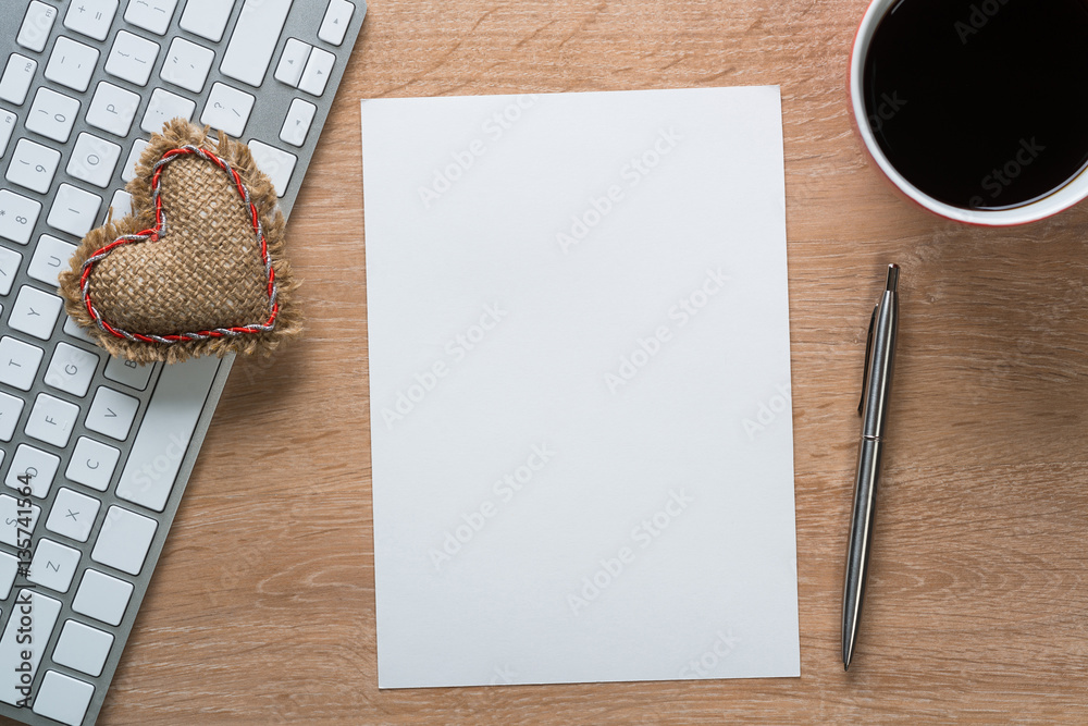 Blank notepad on wooden table