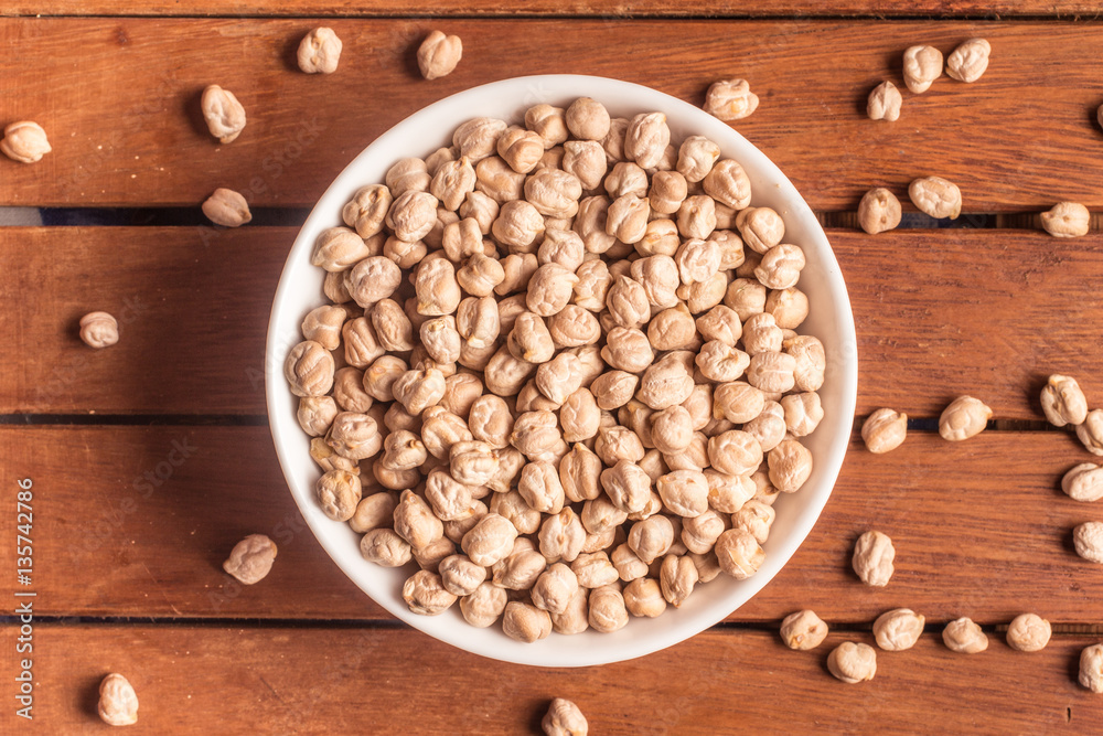 Raw Chickpeas into a bowl