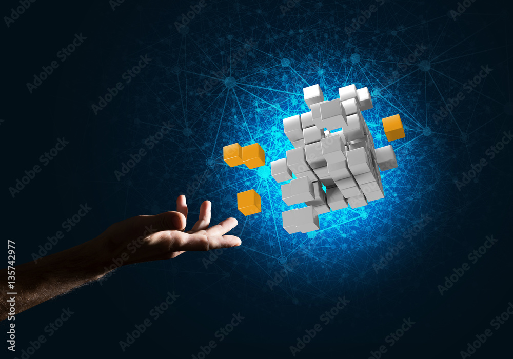 Idea of new technologies and integration presented by cube figure