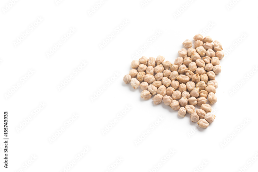 Raw Chickpeas Heart Shaped