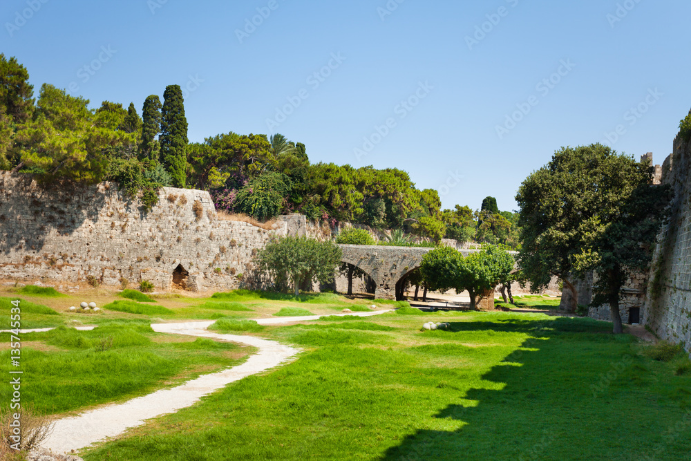 Palace of the Grand Master with wall and bridge