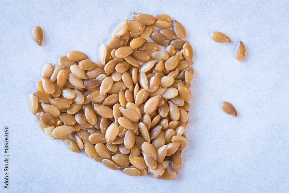 Gold Flaxseed in a Heart Shape