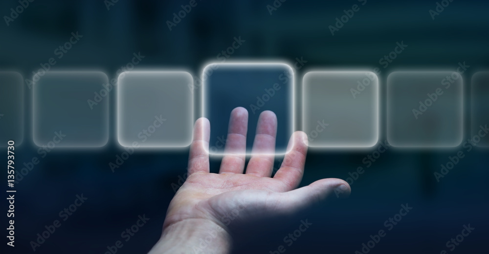 Businessman surfing on internet with digital tactile interface 3