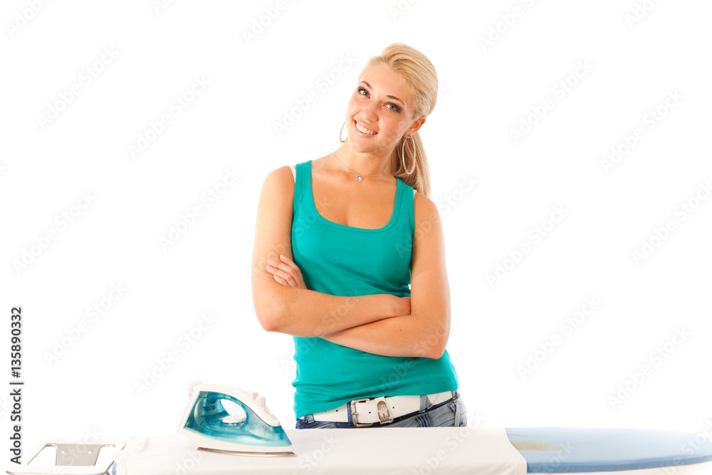 Young Woman Ironing