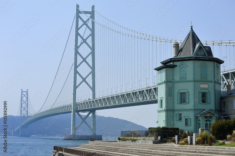 孫文記念館と明石海峡大橋