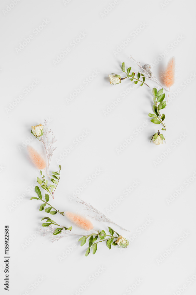 calligraphy floral pattern top view mock up