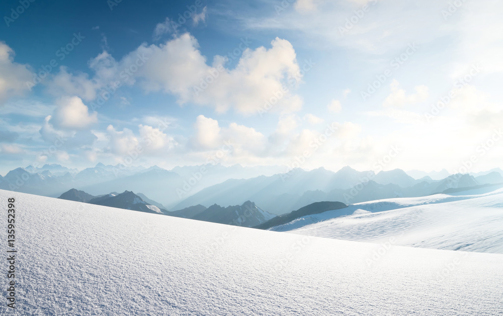 High mountain range in morning time. Beautiful natural landscape