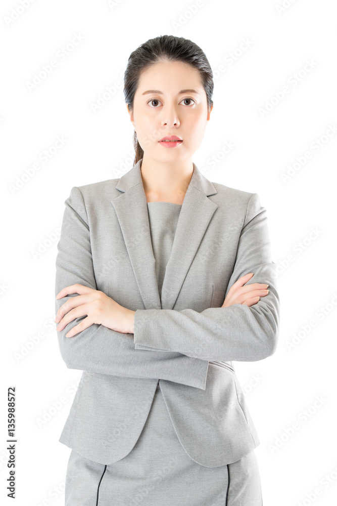 beauty confident asian business woman cross arm standing