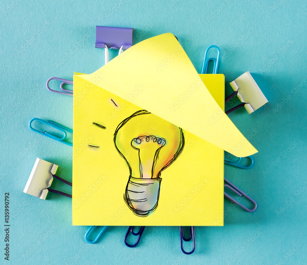 Light Bulb on a sticky note