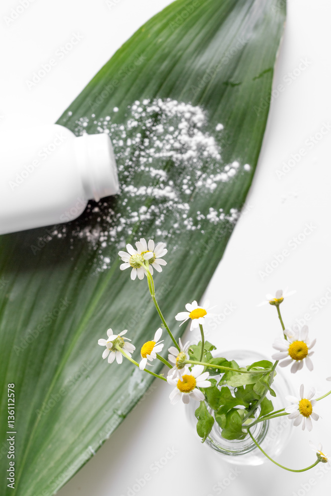 natural organic cosmetics for baby on white background top view