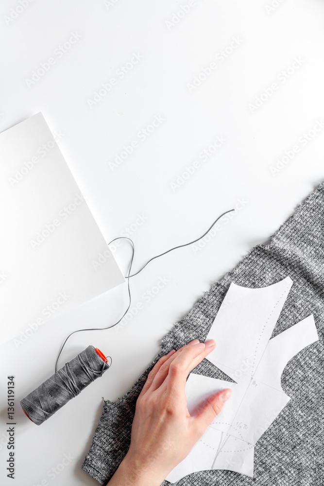 desktop designer clothes with tools top view mock up