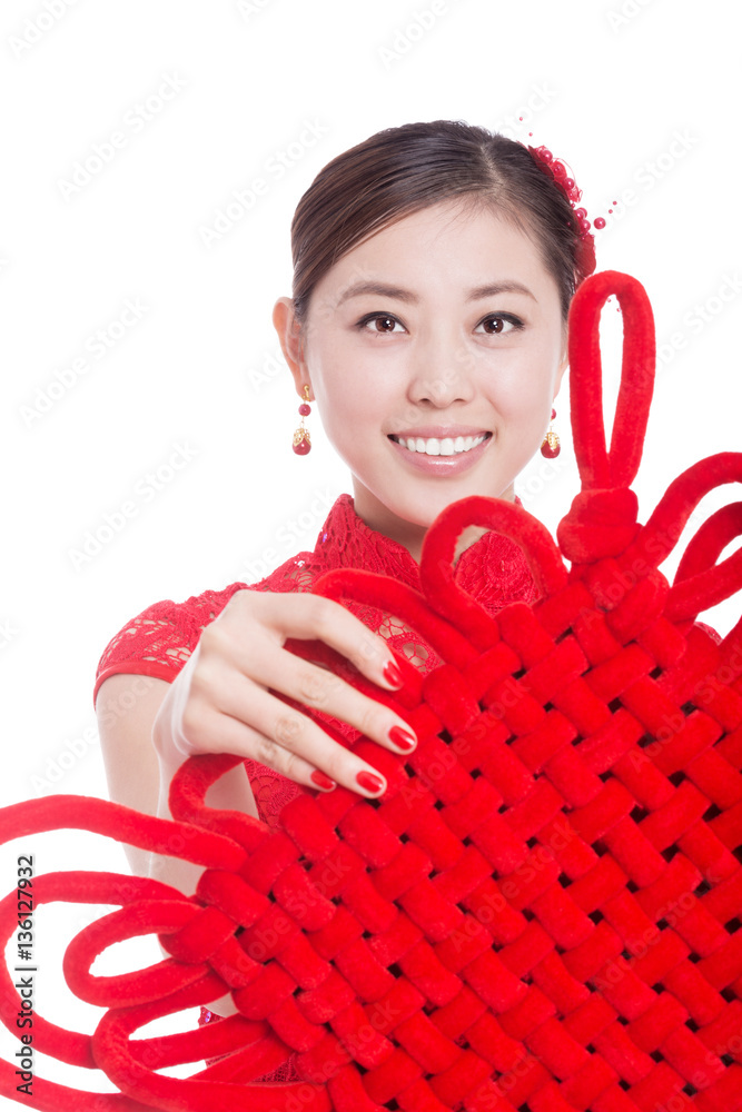 young beautiful asian woman in chinese new year